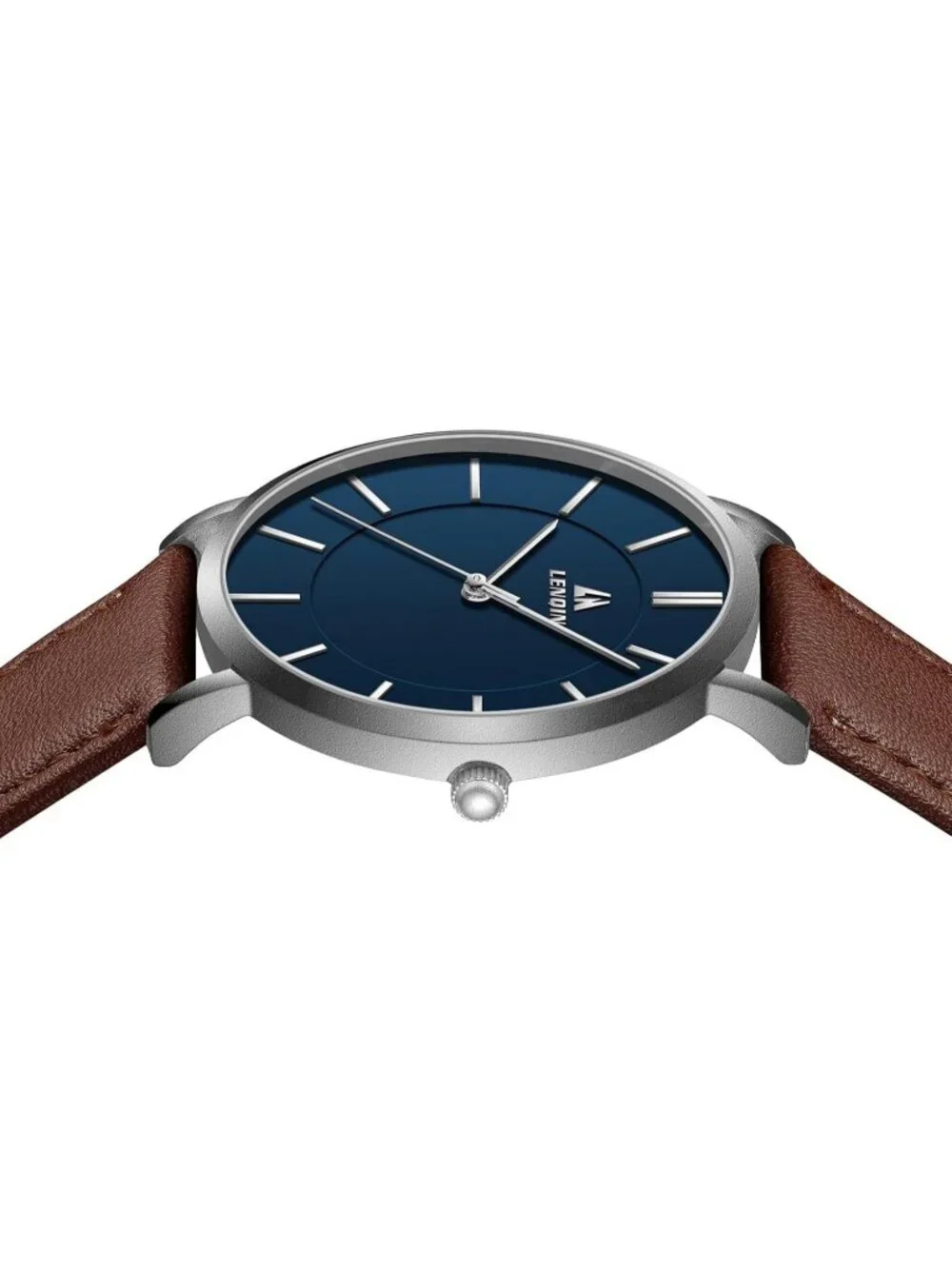 Men's Dark Brown And Blue Classic Waterproof Stainless Steel Analog Luxury Watch
